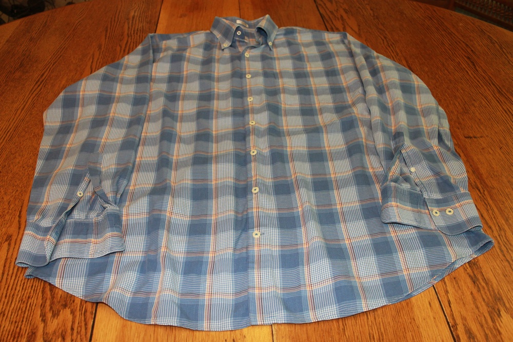 Peter Millar Shirt Mens Extra Large Blue Plaid Button Down Long Sleeve Classic